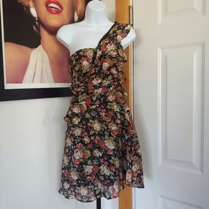Misope One Shoulder Mini Dress, Women's Size Small, Floral Print